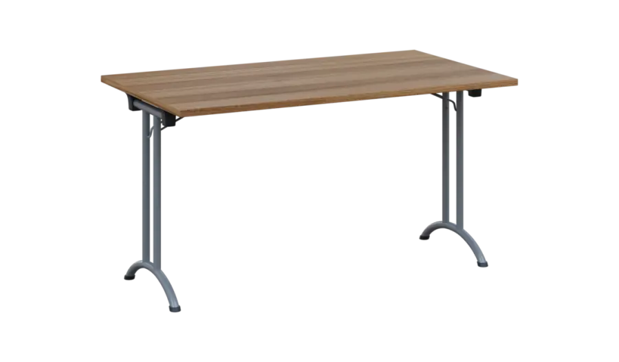 SLA 140 lak skládací jednací stůl 1394x800, deska 25 mm, podnož stříbrný lak, deska ořech světlý